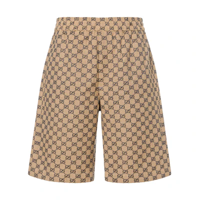Gucci FW22 Brown Monogram Logo Mid-Rise Straight Shorts 694114-ZKU09-9078