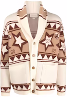 Gucci FW22 Brown Star Pattern Jacquard V-Neck Cardigan Sweater 673545-XKB2P-9027 Gucci FW22 Brown Star Pattern Jacquard V-Neck Cardigan Sweater 673545-XKB2P-9027