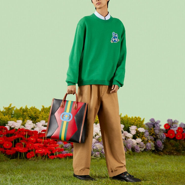 Lookbook GUCCI 2022秋冬 中国新年 ベージュ ストレートカット 綿 カジュアルパンツ メンズ 723811-ZALH6-2578