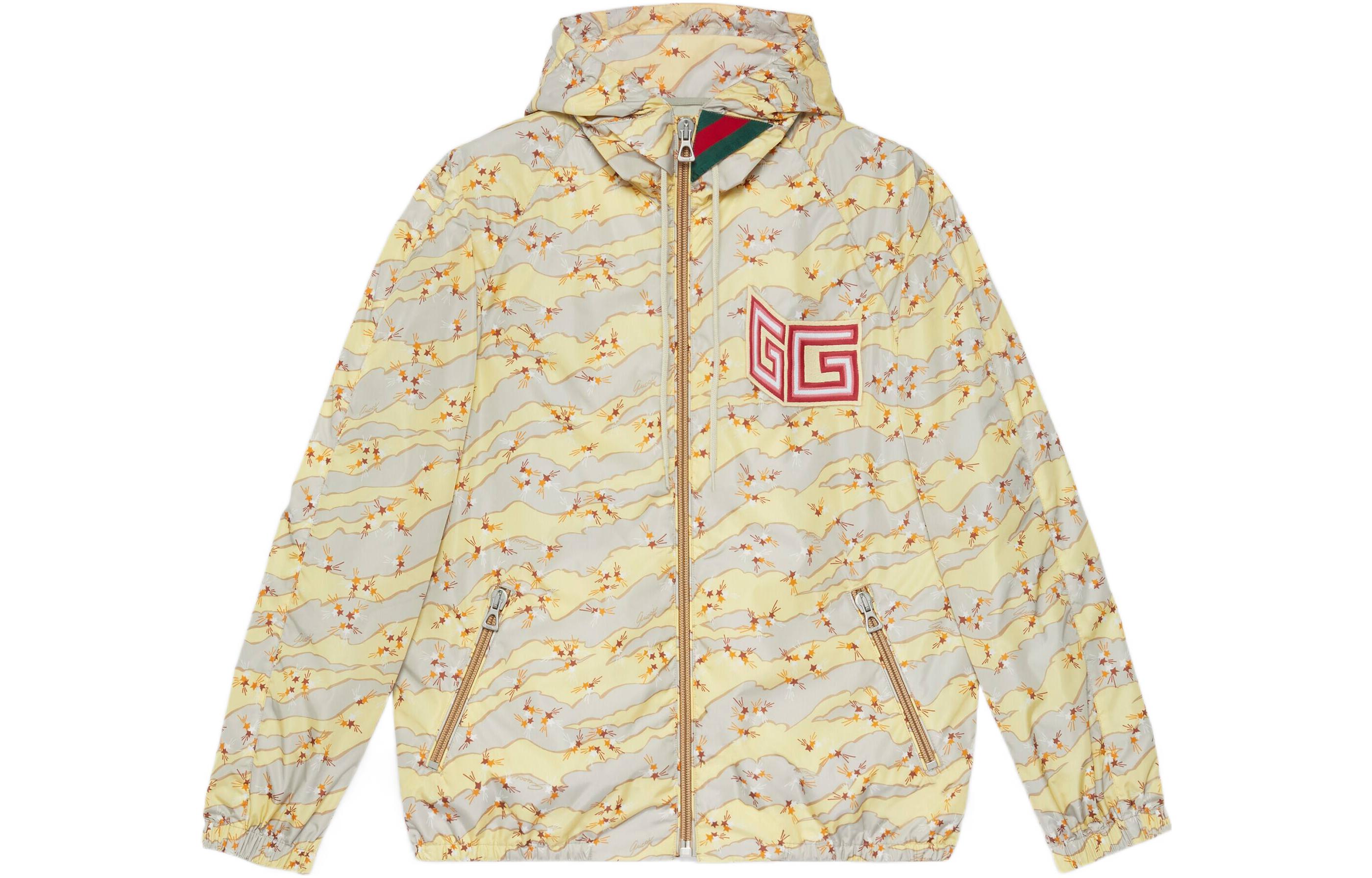 Gucci FW22 Chinese Valentine’s Logo & Comet Print Yellow Hoodie Jacket Men 703189-ZAKIJ-1074