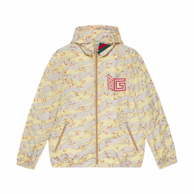 Gucci FW22 Chinese Valentine’s Logo & Comet Print Yellow Hoodie Jacket Men 703189-ZAKIJ-1074