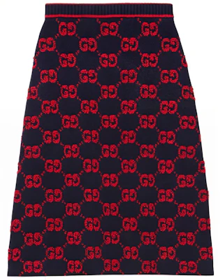 GUCCI 2022秋冬系列GG提花高腰中长裙蓝红色. 713301-XKCNA-4668 Order GUCCI 2022秋冬系列GG提花高腰中长裙蓝红色. 713301-XKCNA-4668