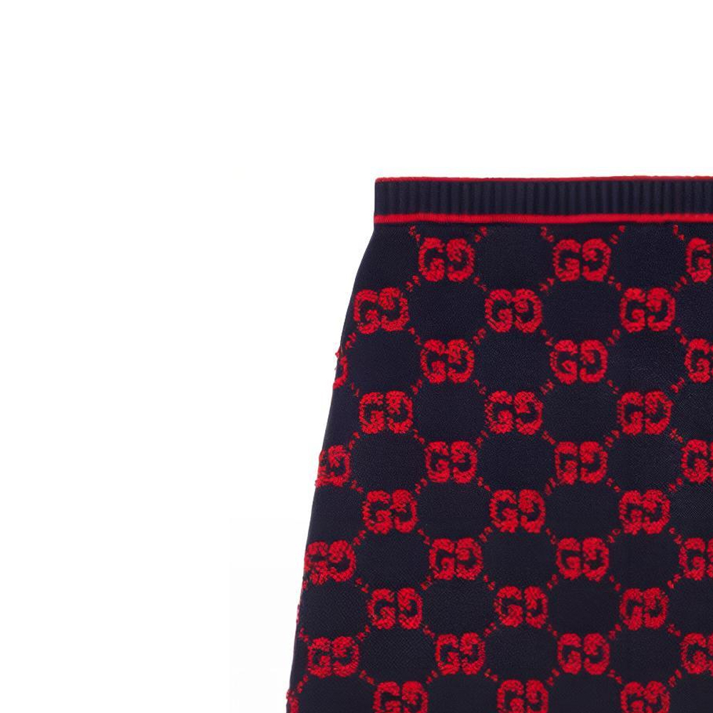 Purchase GUCCI 2022秋冬系列GG提花高腰中长裙蓝红色. 713301-XKCNA-4668