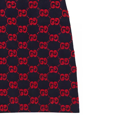 GUCCI 2022秋冬系列GG提花高腰中长裙蓝红色. 713301-XKCNA-4668 Sizing GUCCI 2022秋冬系列GG提花高腰中长裙蓝红色. 713301-XKCNA-4668