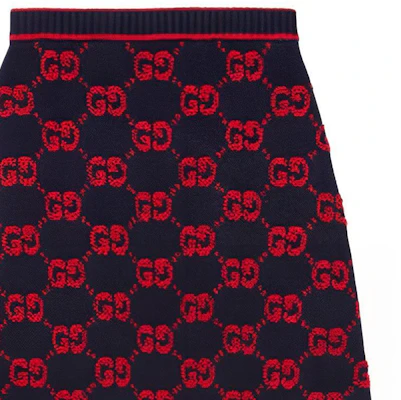 GUCCI 2022秋冬系列GG提花高腰中长裙蓝红色. 713301-XKCNA-4668 Cheap GUCCI 2022秋冬系列GG提花高腰中长裙蓝红色. 713301-XKCNA-4668