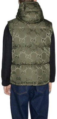 GUCCI 2022秋冬男士绿色Logo印花连帽羽绒马甲夹克 698715-Z8A53-3175 Shop GUCCI 2022秋冬男士绿色Logo印花连帽羽绒马甲夹克 698715-Z8A53-3175