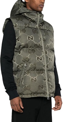 GUCCI 2022秋冬男士绿色Logo印花连帽羽绒马甲夹克 698715-Z8A53-3175 Sizing GUCCI 2022秋冬男士绿色Logo印花连帽羽绒马甲夹克 698715-Z8A53-3175