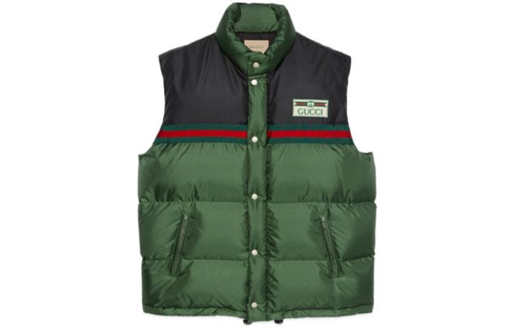 Gucci FW22 Green Nylon Satin Padded Sleeveless Down Vest 698713-Z8A1T-3755