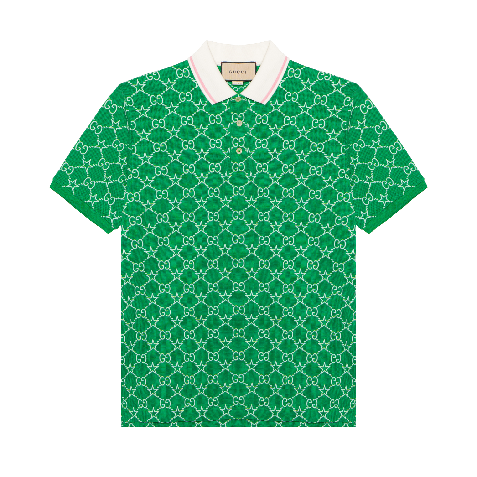 Gucci FW22 Green Polo Shirt with Embroidered Lettering Pattern 696071-XJEE9-3129
