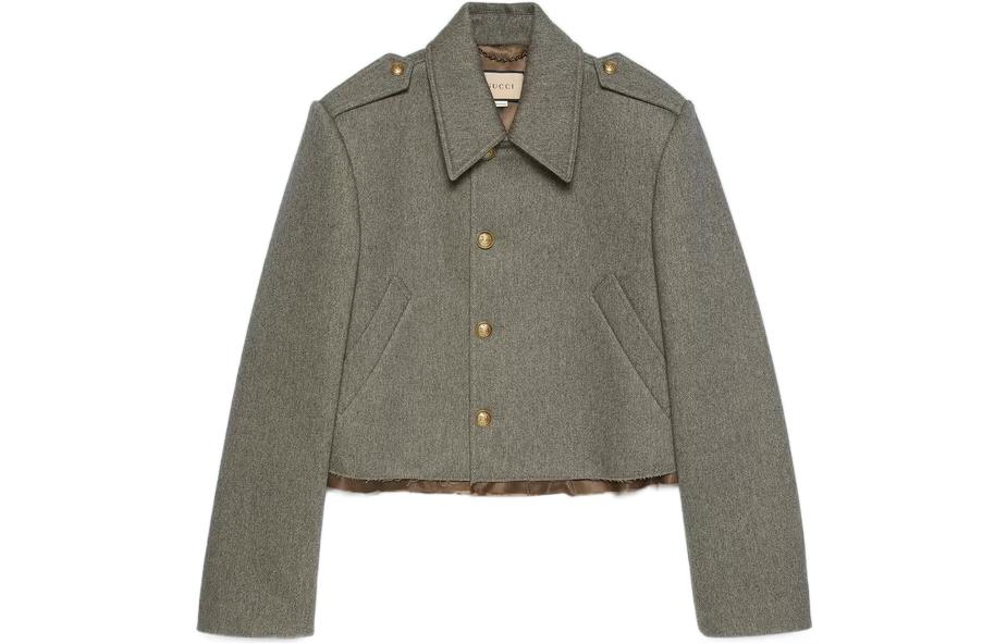 Gucci FW22 Grey Short Single-Breasted Collar Jacket 720440-ZAKE2-1200