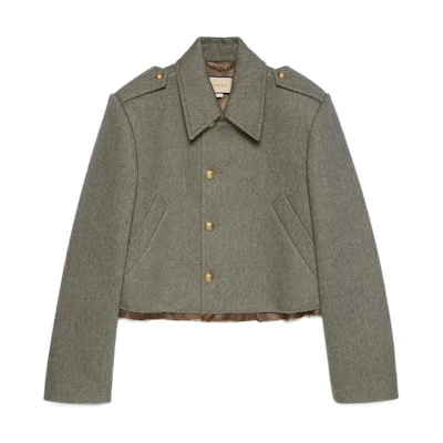 Gucci FW22 Grey Short Single-Breasted Collar Jacket 720440-ZAKE2-1200