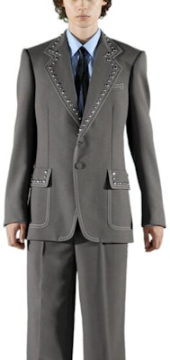 GUCCI FW22 Grey Single-Breasted Studded Long-Sleeve Blazer Jacket Men 710897-ZAKGX-1101 Shop GUCCI FW22 Grey Single-Breasted Studded Long-Sleeve Blazer Jacket Men 710897-ZAKGX-1101
