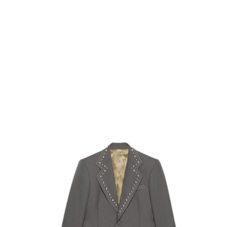 Details for GUCCI FW22 Grey Single-Breasted Studded Long-Sleeve Blazer Jacket Men 710897-ZAKGX-1101