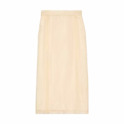 GUCCI FW22 High-Waisted Midi Straight Skirt Beige 705909-ZHS22-9036