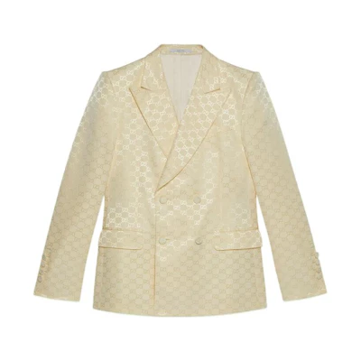 Gucci FW22 Ivory White Double-Breasted GG Blazer Jacket 698737-ZAHMD-9065