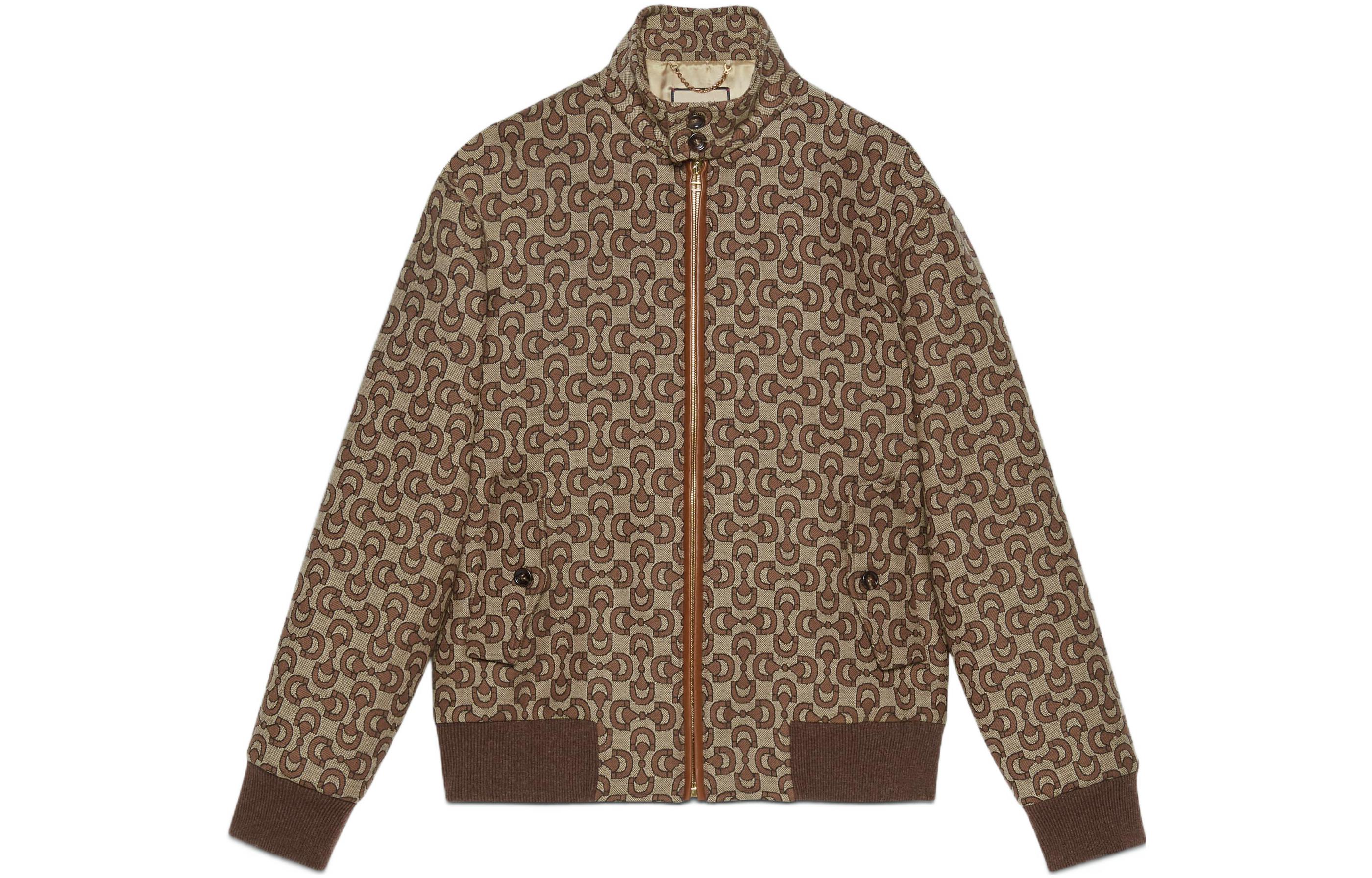 Gucci FW22 Jacquard Pattern Full-Zip Jacket Ebony Casual Outerwear 694157-Z8AY1-9742