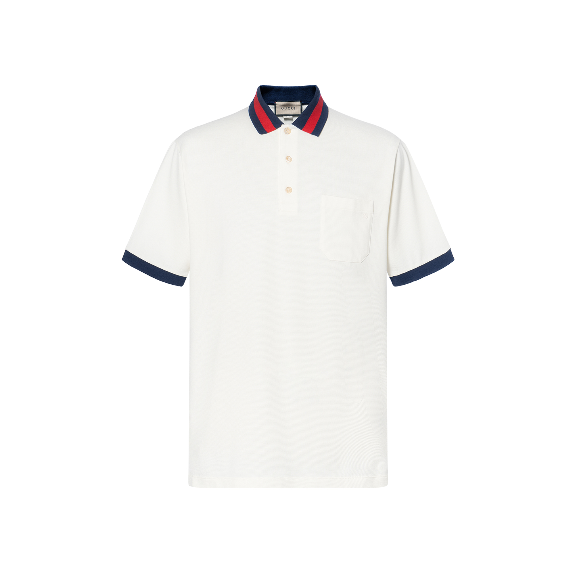 Gucci FW22 Lido Striped Collar Pique Polo Shirt Men White 701735-XJELJ-9750