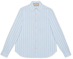 Gucci FW22 Light Blue Color-block Striped Loose Fit Shirt 703396-ZAJTL-4482 Gucci FW22 Light Blue Color-block Striped Loose Fit Shirt 703396-ZAJTL-4482