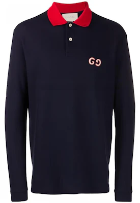 구찌 FW22 로고 프린트 긴팔 폴로 셔츠 미드나이트 블루 573258-XJA6C-4062 Buy 구찌 FW22 로고 프린트 긴팔 폴로 셔츠 미드나이트 블루 573258-XJA6C-4062