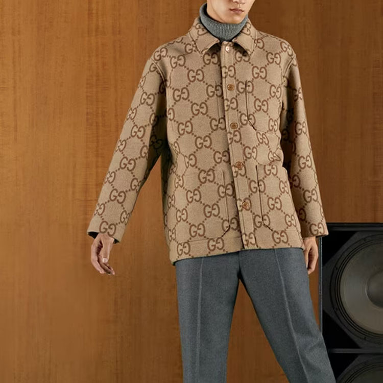 Gucci FW22 Logo Print Single-Breasted Jacket Beige Outerwear 694154-ZAIT6-2183 圖 5