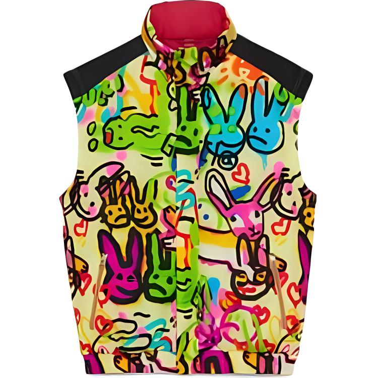 Gucci FW22 Multicolor Rabbit Graffiti Turtleneck Vest 730372-ZALH2-9233