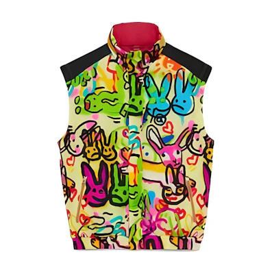 Gucci FW22 Multicolor Rabbit Graffiti Turtleneck Vest 730372-ZALH2-9233