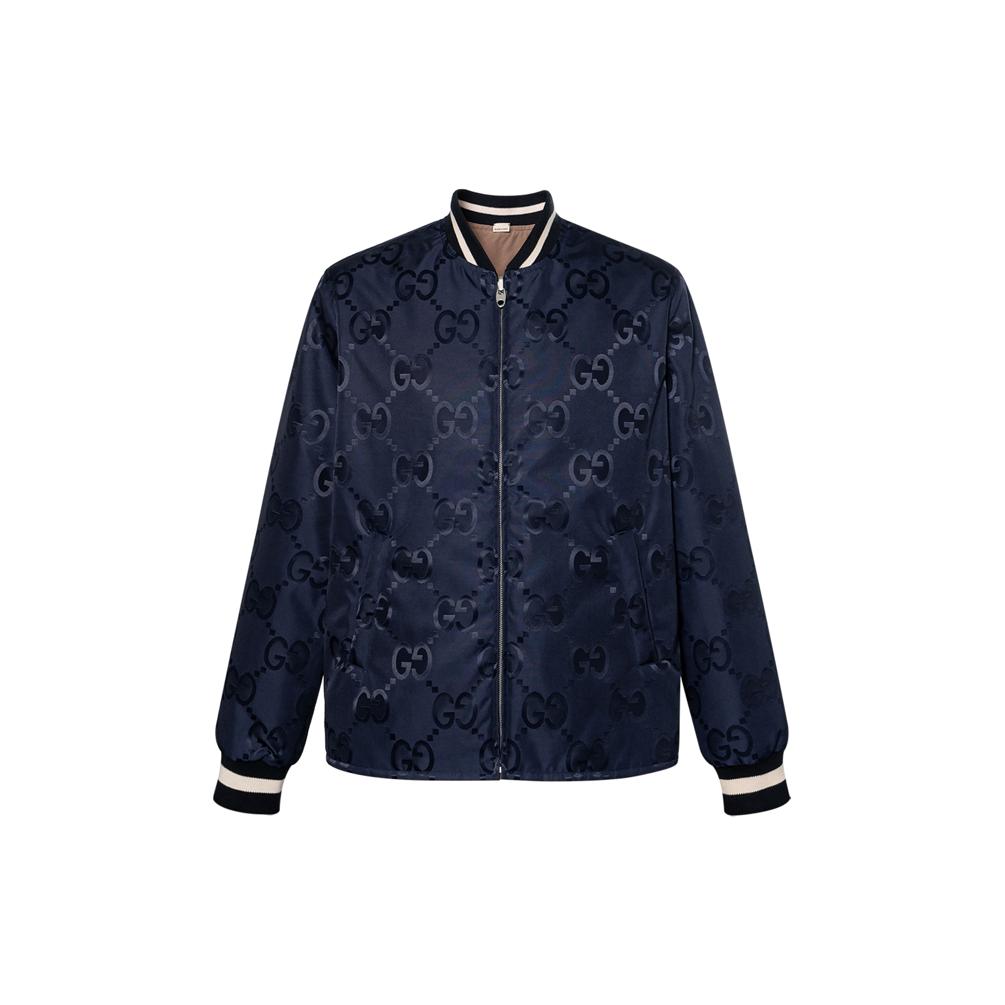 Gucci FW22 Navy Monogram Zip Jacket for Men 694159-Z8A21-4348