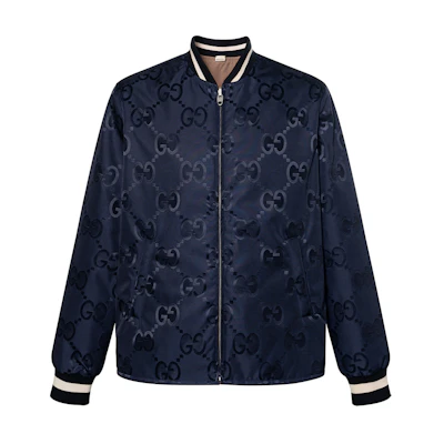 Gucci FW22 Navy Monogram Zip Jacket for Men 694159-Z8A21-4348