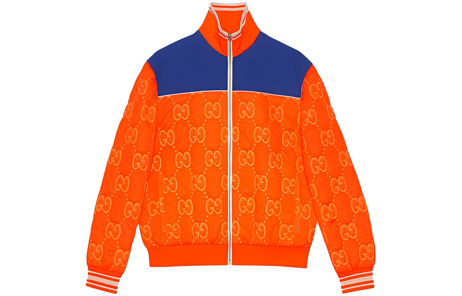 Gucci FW22 Orange Logo Jacquard Detachable Sleeve Jacket 727322-XJE66-7548