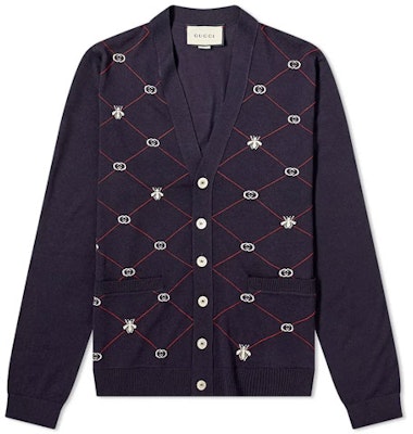 Gucci FW22 紋樣印花海軍藍羊毛針織毛衣 597741-XKA4I-4206 Buy Gucci FW22 紋樣印花海軍藍羊毛針織毛衣 597741-XKA4I-4206