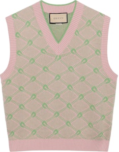 Gucci 2022秋冬粉色马衔扣提花V领针织背心 695556-XKCCW-9884 Buy Gucci 2022秋冬粉色马衔扣提花V领针织背心 695556-XKCCW-9884