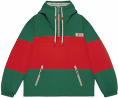 GUCCI FW22 Red Green Half-Zip Hooded Jacket with Drawstring. 708131-Z8A56-3667 GUCCI FW22 Red Green Half-Zip Hooded Jacket with Drawstring. 708131-Z8A56-3667