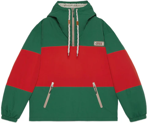 GUCCI FW22 Red Green Half-Zip Hooded Jacket with Drawstring. 708131-Z8A56-3667 Buy GUCCI FW22 Red Green Half-Zip Hooded Jacket with Drawstring. 708131-Z8A56-3667