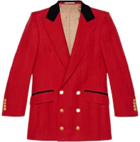 Gucci FW22 Red Herringbone Blazer Wool Linen Blend 705281-ZAFT8-6509 Gucci FW22 Red Herringbone Blazer Wool Linen Blend 705281-ZAFT8-6509