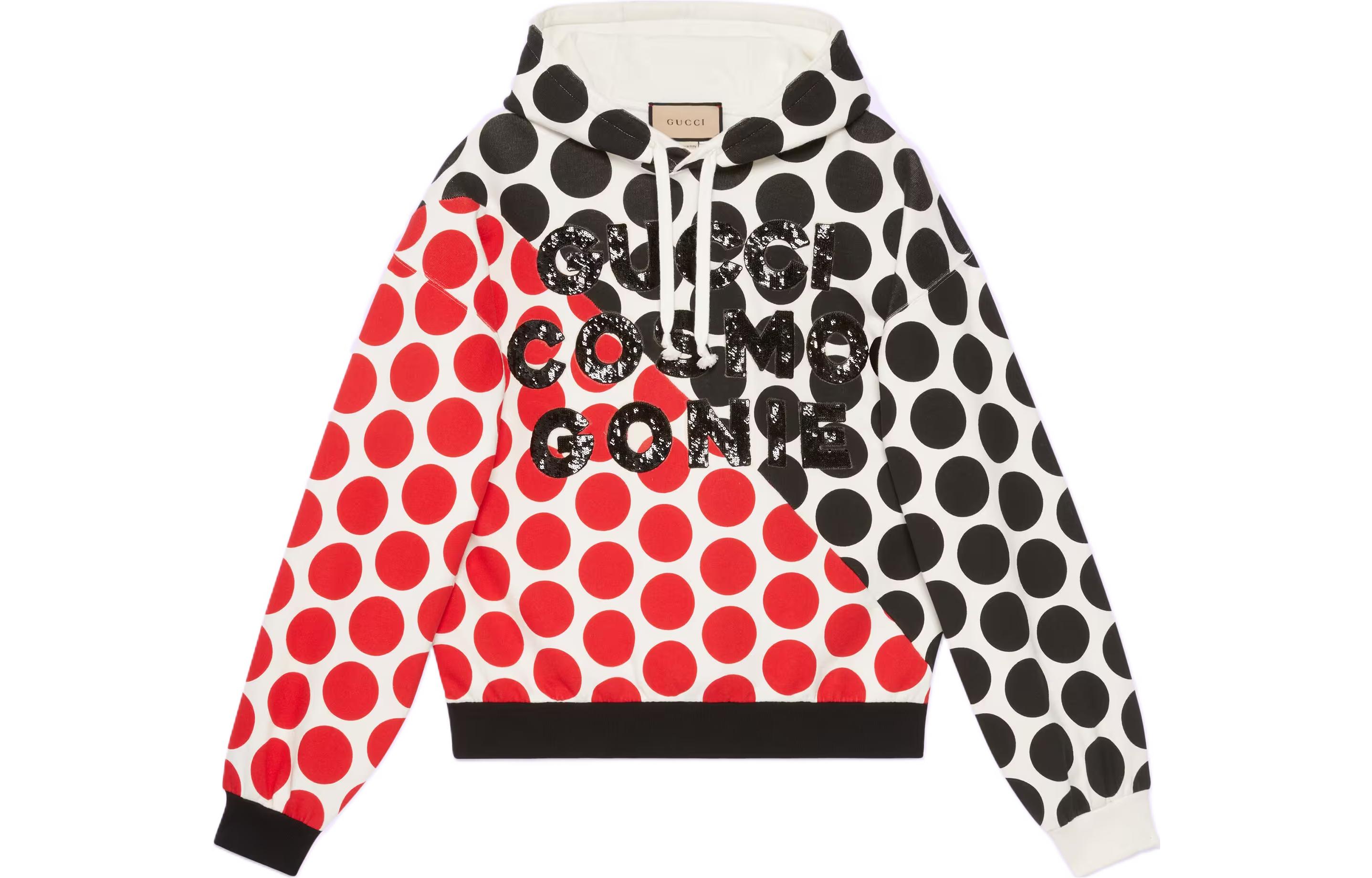 Gucci FW22 Red Polka Dot Logo Print Drawstring Hoodie for Men 731474-XJE92-9212