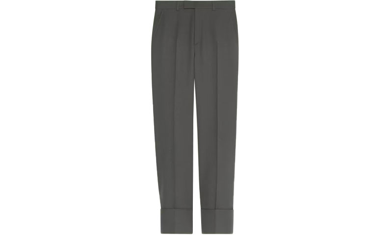 Gucci FW22 Relaxed Fit Solid Grey Casual Trousers 702326-Z798C-1101