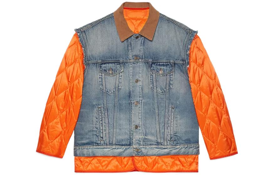 Gucci FW22 Reversible Patchwork Denim Jacket Orange - 713239-XDB4F-4666