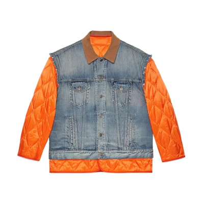 Gucci FW22 Reversible Patchwork Denim Jacket Orange - 713239-XDB4F-4666