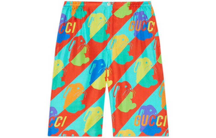 Gucci FW22 Silk Logo Print Shorts Men Multicolor 730308-ZAL0S-4886