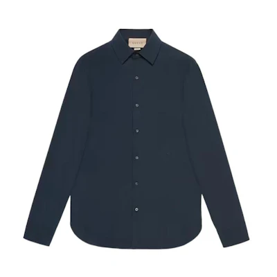 GUCCI FW22 Solid Color GG Long-Sleeve Sun Protection Shirt Blue 694241-ZAJK0-4240