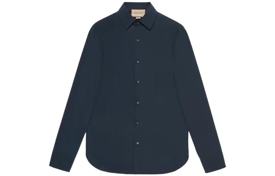 Order GUCCI FW22 ソリッドカラー GG 長袖サンプロテクションシャツ ブルー 694241-ZAJK0-4240