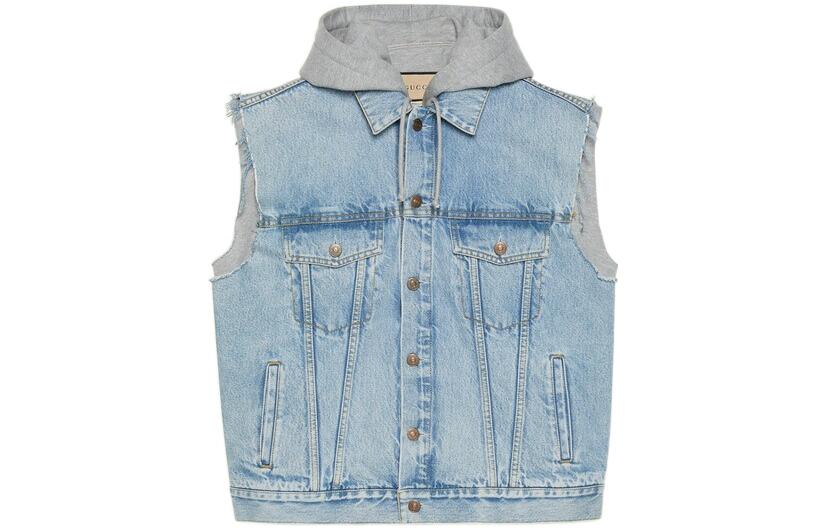 GUCCI FW22 Solid Color Hooded Single-Breasted Vest Blue . 697042-XDB0U-4452 圖 2