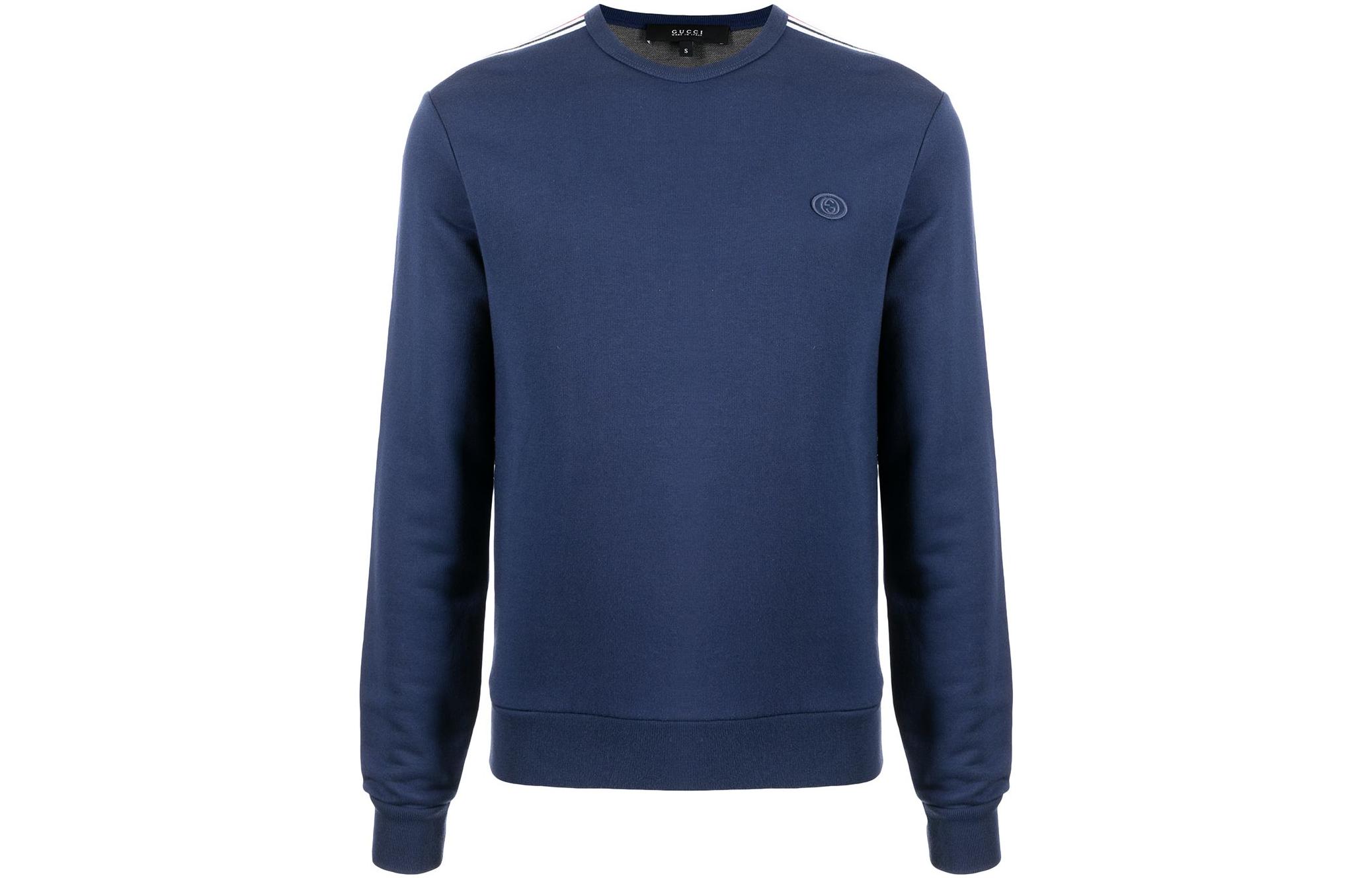 Gucci FW22 Solid Color Patch Logo Long Sleeve Sweatshirt Blue () 475573-XJBL4-174