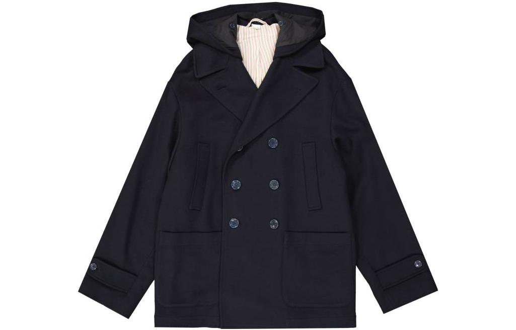 Gucci FW22 Solid Double-Breasted Hooded Jacket Dark Blue 575311-Z584J-4324