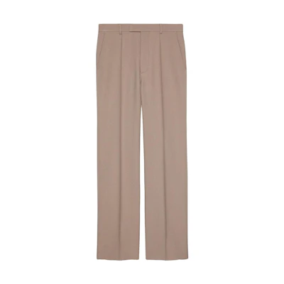 Gucci FW22 Solid Pleated Khaki Straight-Leg Casual Pants 672086-ZAK0I-2281