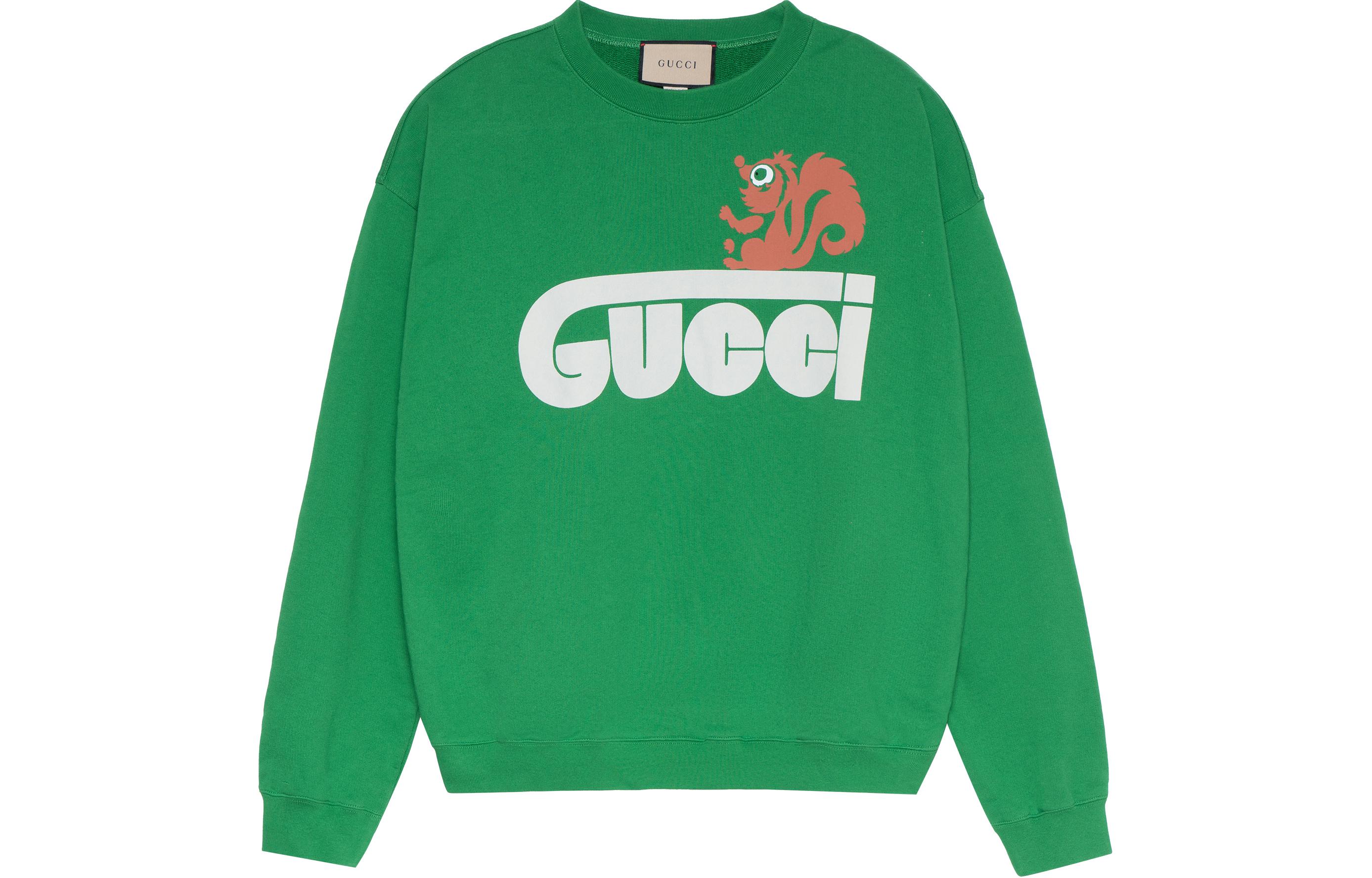 Gucci FW22 Solid Skunk Print Green Unisex Long Sleeve Sweatshirt 700119-XJEUB-3129