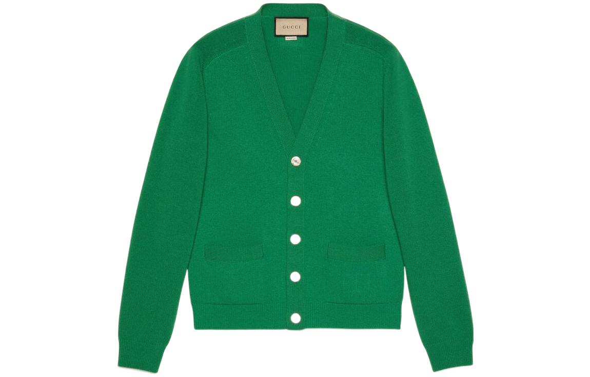 Buy 古驰2022秋冬绿色V领毛衣开衫男款 694788-XKCD5-3129