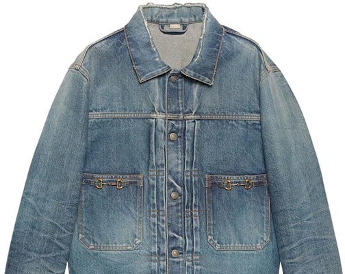 GUCCI FW22 Washed Denim Button-Up Jacket Men’s Casual Blue Long Sleeve Outerwear 669602-XDBR5-4447 Details for GUCCI FW22 Washed Denim Button-Up Jacket Men’s Casual Blue Long Sleeve Outerwear 669602-XDBR5-4447