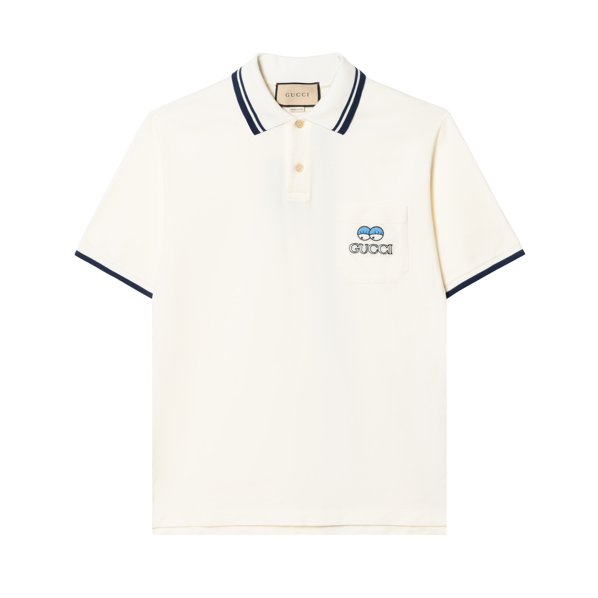 Gucci FW22 White Letter Stripe Print Short Sleeve Polo 782696-XJGH3-9733
