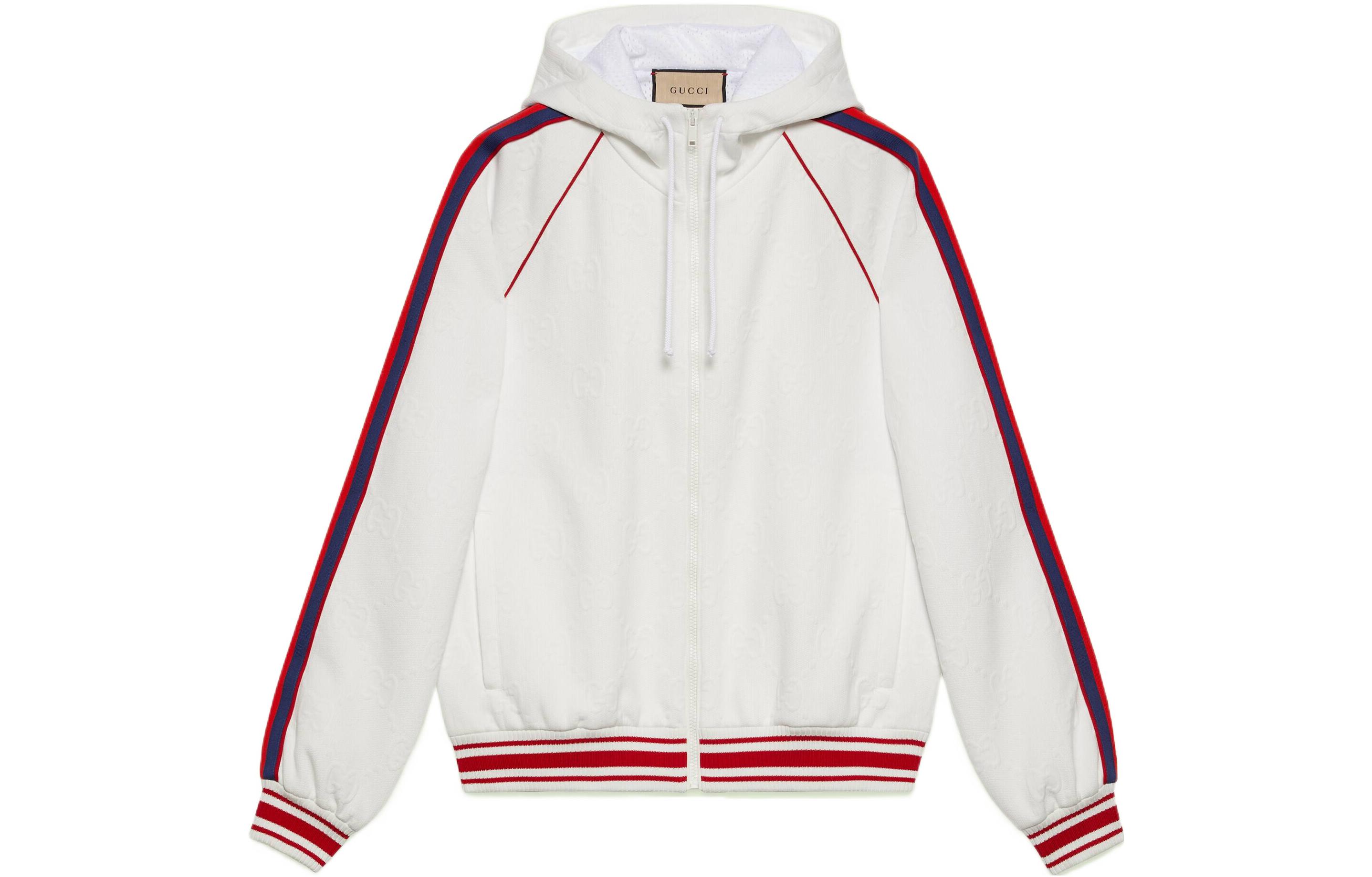 Gucci FW22 White Multicolor Striped Knit Zip-Up Jacket 693024-XJDE9-9088
